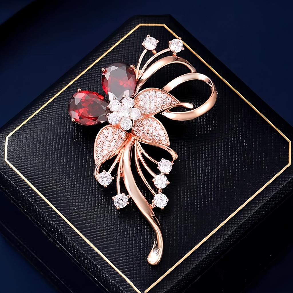 Delicate He Jinhua Brooch, High-end Women's Light Luxury Crystal Brooch Design Sense, Niche Anti-light Pin, Western Accessories