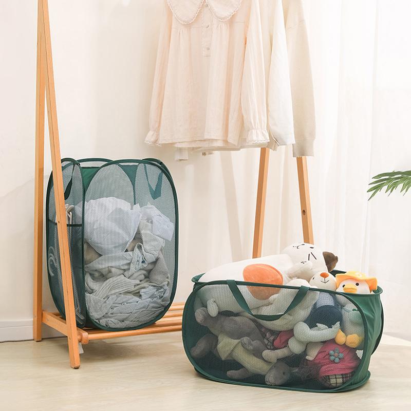 Laundry Basket Folding Dirty Clothes Hamper Clothing Baby Toy Large Capacity Storage Basket Nylon Mesh Washing Clothing Organize