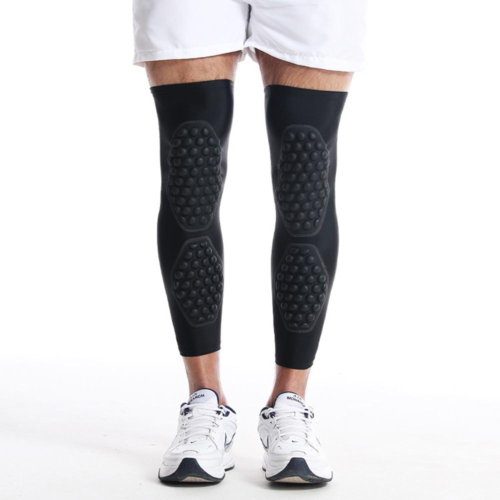 

1 шт. Наколенник с мягкой подкладкой для икр, голеней, бедер, компрессионный рукав, спортивная защитная экипировка, поддержка голени для футбола, баскетбола, волейбола L чёрный