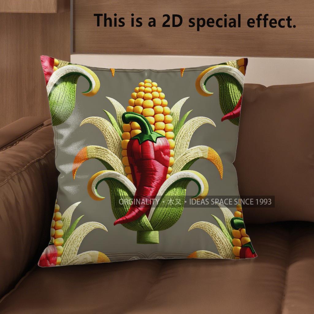 2D Harvest Corn Chili Farmhouse Throw Pillow Covers Pattern Cushion Cover Suitable For Sofa Bedroom Car Pillow Cover