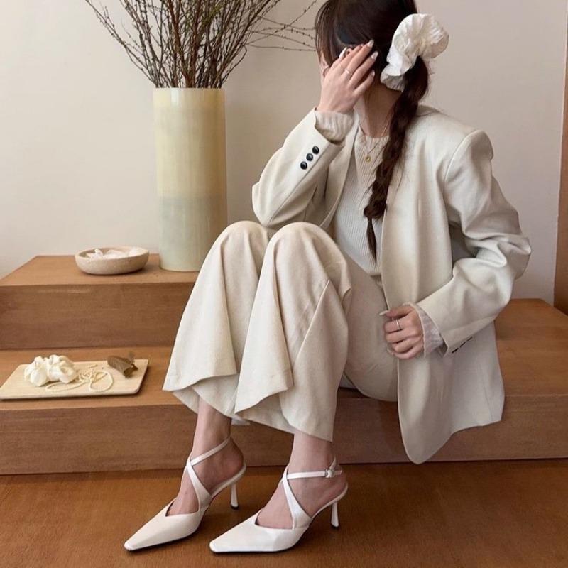 2025 New Brand Women Slipper Fashion Pointed Toe Slip On Ladies Elegant Mules Shoes Thin Low Heel Outdoor Dress Pumps