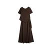 ELLE French Minimalist Irregular Design Vintage Short Sleeve Dress Women Dress EL51981