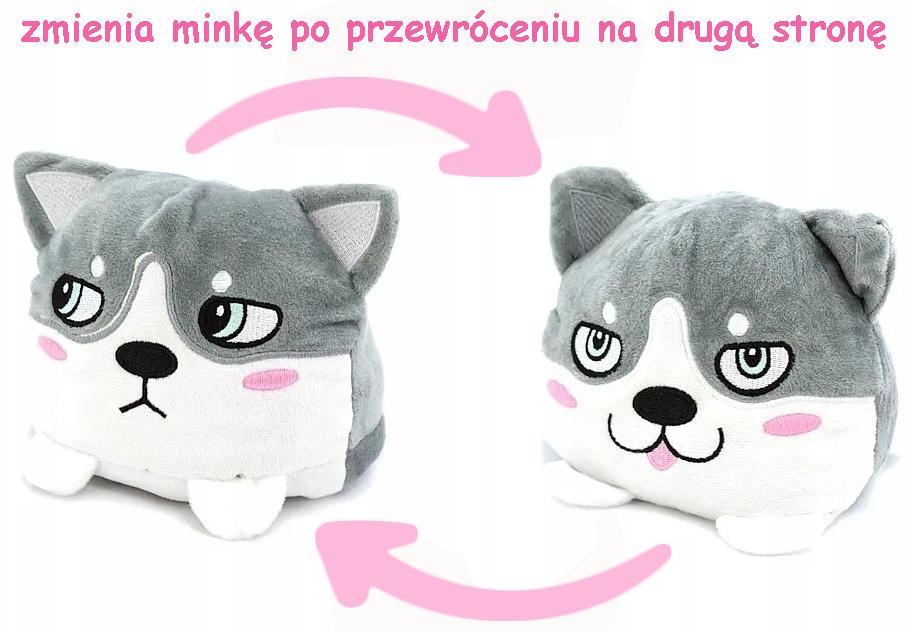 Maskotka Piesek Husky Dwustronny Zmienia Minkę Pies Flipek Pluszak 2 W 1