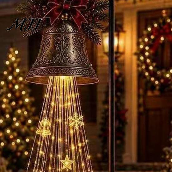 Decorative Lights for Walkways Christmas Bell Cascade Solar Light, Garden Stake Light with Warm Glow LED Waterfall Festive Outdoor Yard