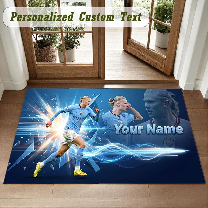 Crystal Velvet Square Rug Custom NameErling Haaland Pattern Non Slip Home Floor Decor Rug