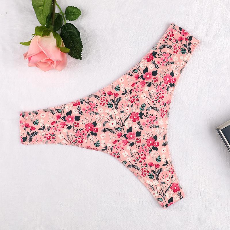Patterned T-back panties Seamless invisible breathable briefs Low-rise women's knickers Thong underwear