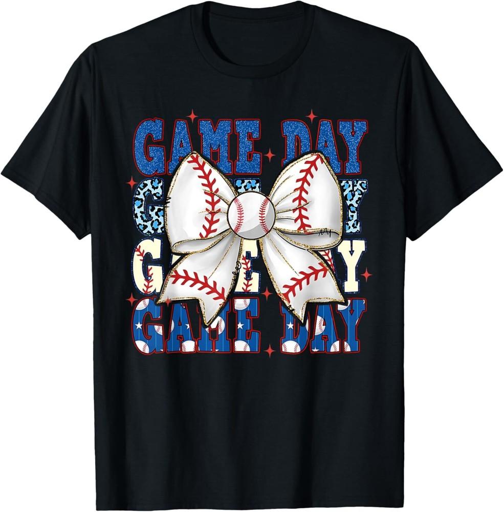 Кокетливый Бант День Игры Бейсбол Софтбол Смешная Футболка для Мамы-Чирлидера Унисекс Футболка M