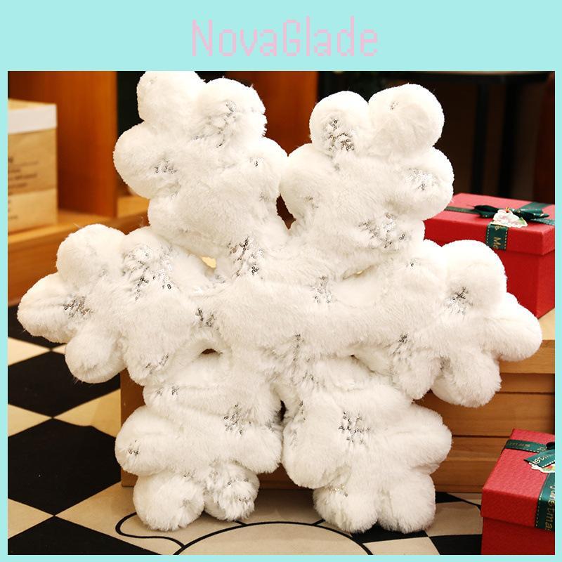 Christmas Snowflake Embroidered Plush Cushion For Holiday Decor Living Room And Sofa
