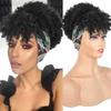 Short Kinky Curly Headband Wig Ombre Afro Curly Wig with Head Band Synthetic Scarf Wigs for Women Cosplay Hair High Temperature