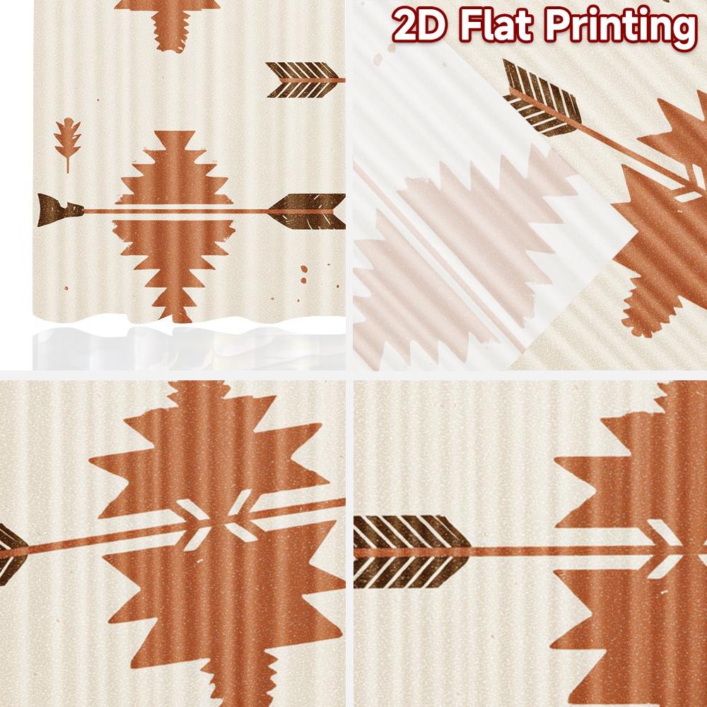 2D FLAT PRINTING 2pcs Curtains (Without Rod) Geometric Tribal Design Ramadan Festival Minimalist Curtains Polyester Easy Install