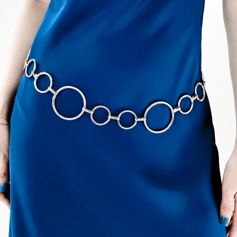 Luxury Women's Waist Chain Large Circle Shape Hollow Ring Waist Chain  Fashion Accessories Belt
