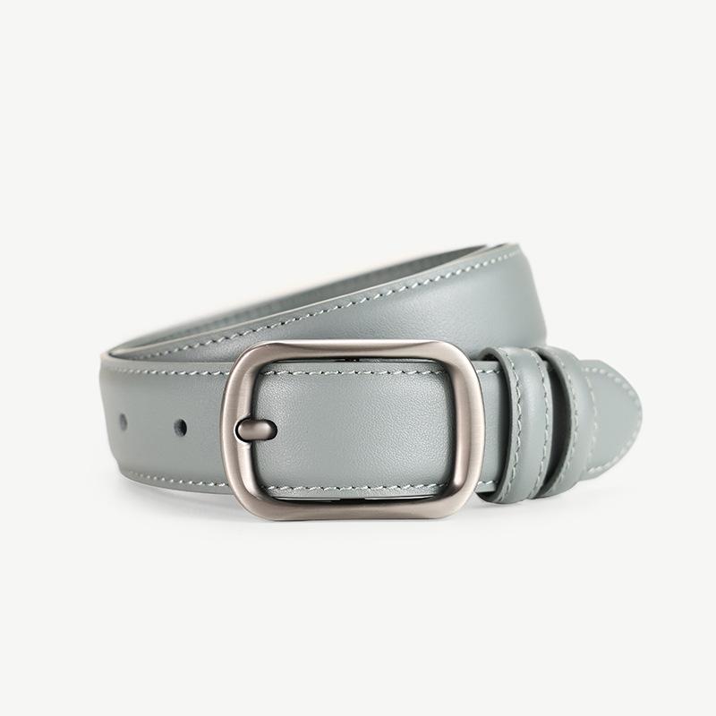 Meier Alloy japanese buckle belt genuine leather belt women's business pin buckle first layer cowhide