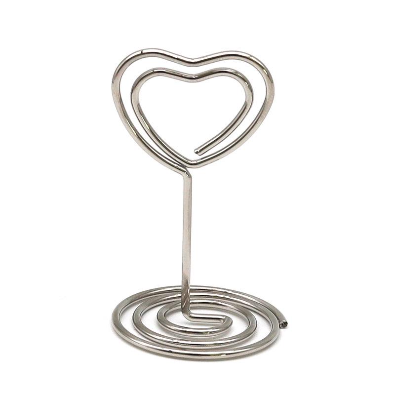 Heart-Shaped Metal Note Holder: Cute Irregular Desktop Card Clip серебряный