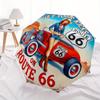 Route 66 Pin-Up Girl mit klassischem Regenschirm: Tragbarer Faltregenschirm mit robustem Eisengestell, 8 Rippen für alle Jahreszeiten, Zuhause, Reisen, Outdoor, Mu