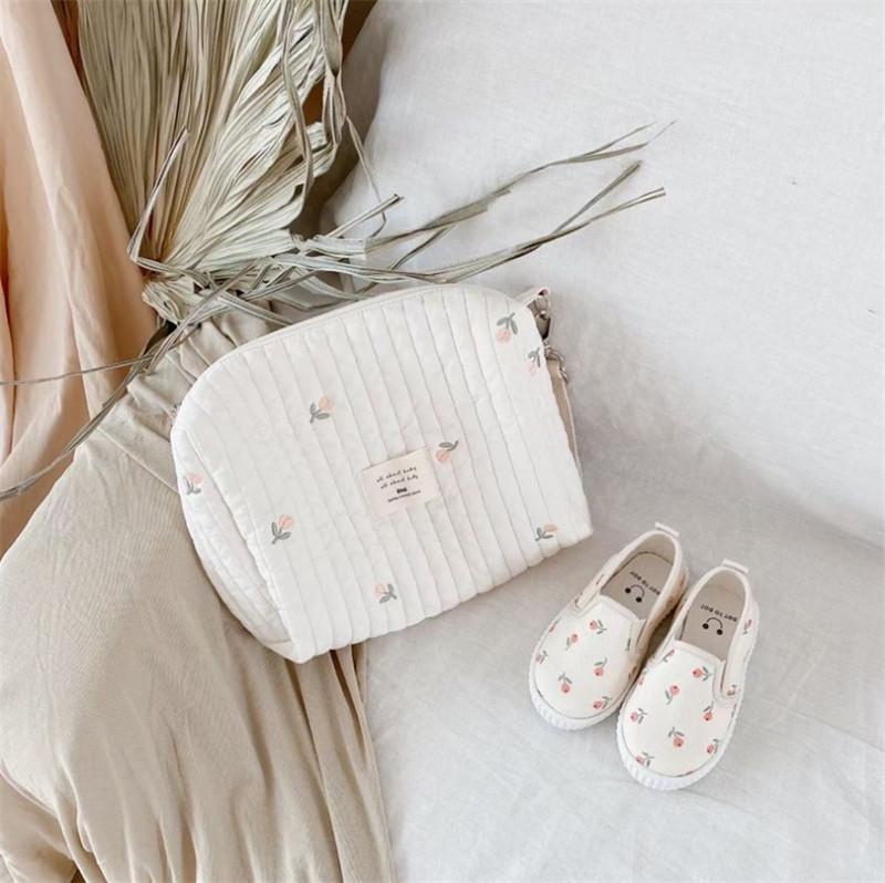 

Портативная сумка для подгузников в коляске, стеганый органайзер для детских подгузников, сумки для мам с вышивкой, аксессуары для малышей, сумка для пеленания, сумка для хранения тюльпан