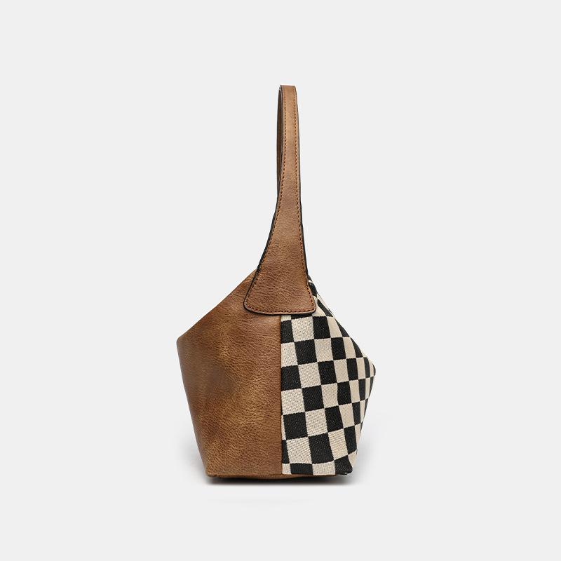 Chessboard Lunch Box Bag Niche Design Simple Retro Handbag Shoulder Messenger Bag Small