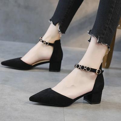 Fashion Fashion Closed Toe Sandals Low Heeled Woman Ankle Strap Shoes Small Size 31-34 Pointed Thick Heel Sandalias De Mujer Ladies Shoe