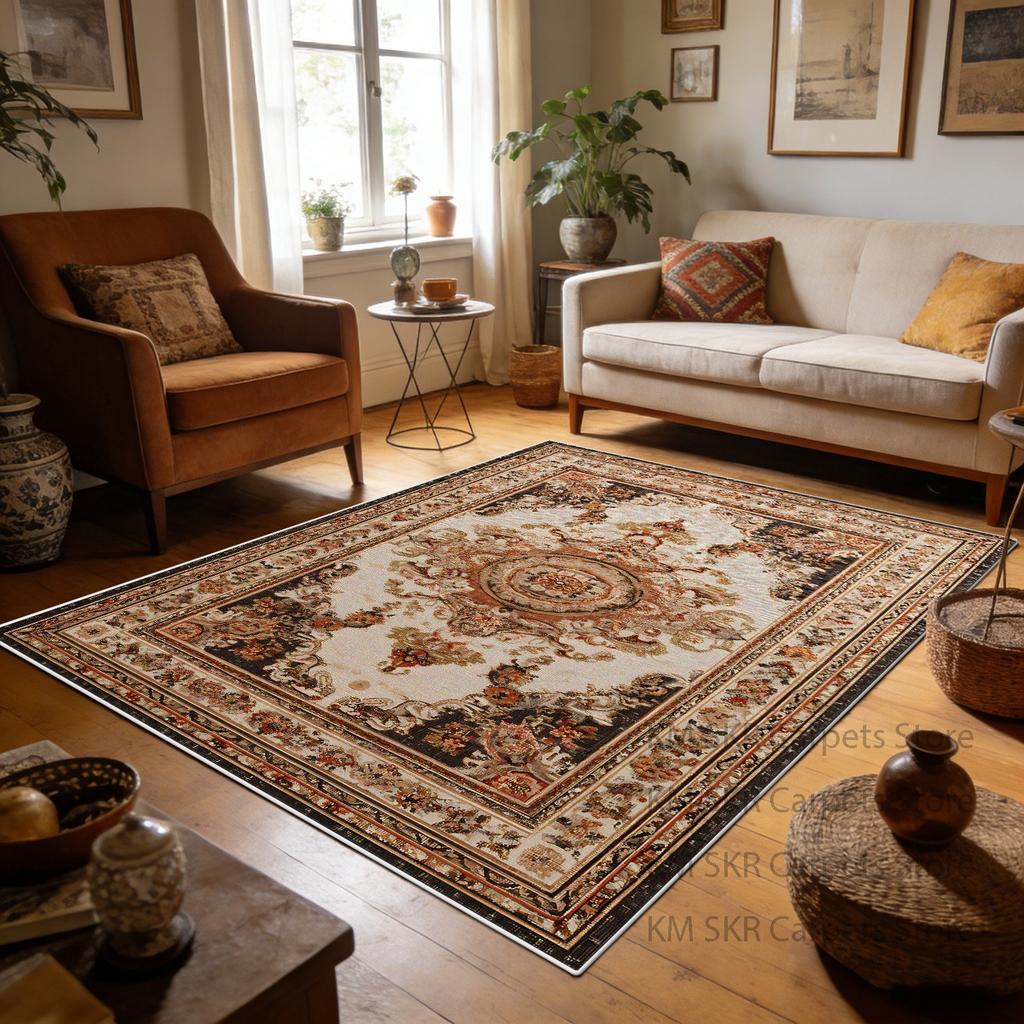 Persian Retro Luxury Living Room Carpet Washable Non-slip Decoration Bedroom Floor Mat Soft Fluffy Lounge Study Sofa Rug 200x300