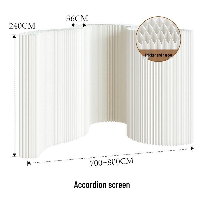 18-Panel Curved Folding Screen Divider – Japanese Style Retractable Wall for Live Broadcasts