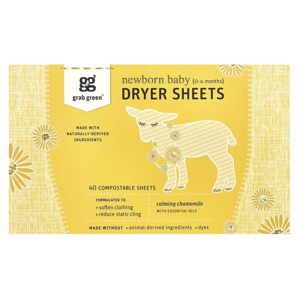 Newborn Baby Dryer Sheets, 0-4 Months, Biodegradable Sheets 40 Sheets