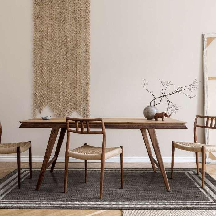 Indoor-outdoor Rug Jute Look Frame Pattern Beige 133x170