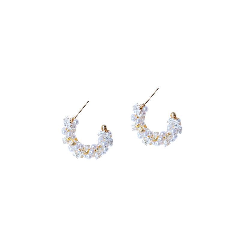Love & Nancy Sonnet 2025 Korean Style Zircon Silver Needle Freshwater Pearl Luxury Stud Earrings