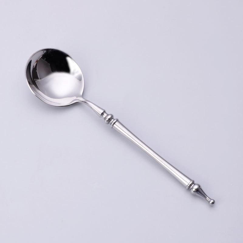 304 Stainless Steel Western Cutlery Set: Knife, Fork, Spoon, Coffee Spoon, Roman Column Design, European Style, 4-Piece