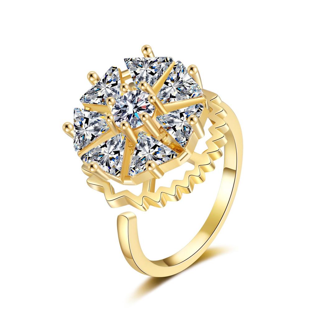 Zircon Spinner Ring  Crystal-Encrusted Rotating Adjustable Jewelry Bulk Order Minimalist Rings