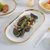 European White Gold Side Tableware Rice Bowl Plate Fruit Salad Bowl Deep Dish Kitchen Tableware Wedding Decoration Plate