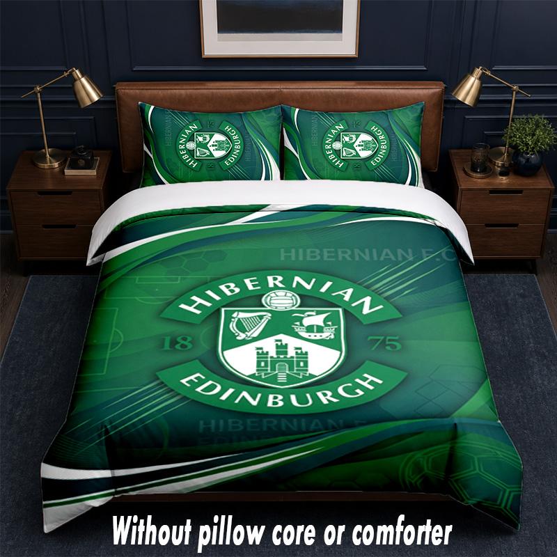 Hibernian FC Design Bed Bedding Set 1 Duvet Cover + 2 Pillowcases Soft Breathable Household Bed Linens
