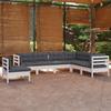 Vidaxl 7-Cz. Garden Lounge Set, Cushions, White Pine