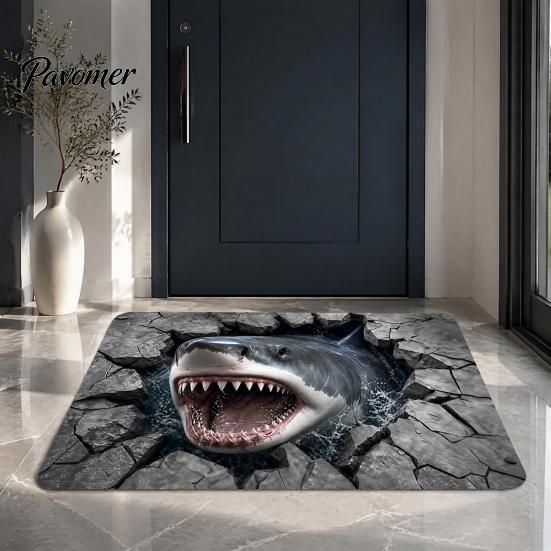 Seasonal Party Accent Piece 3D Halloween Rug, Optical Illusion Floor Mat, Diatomaceous Earth Bath Entryway Rug Spooky Depth Area for Living