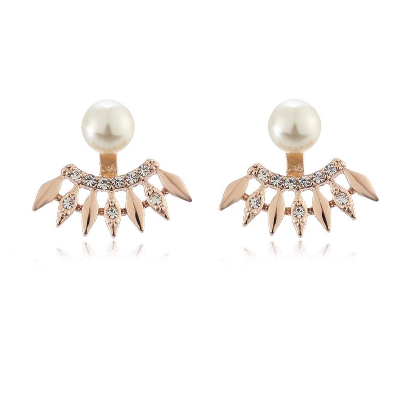 Rhinestone Crystal Pearl Stud Earrings - European & American Fashion Jewelry