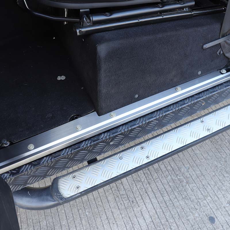 For Land Rover Defender 2004-2018 inner sill bar pressing guard plate Auto welcome pedal Auto parts Stainless steel Black 2pcs ea3