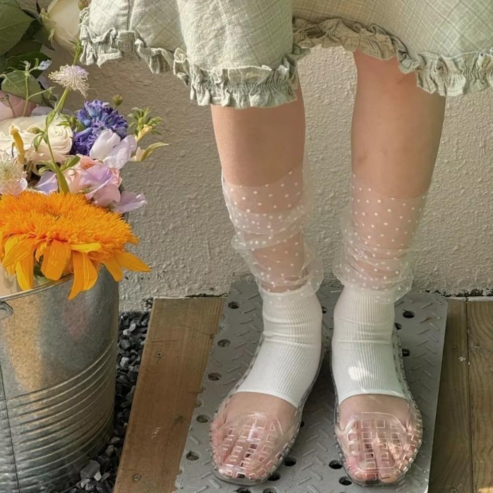 Breathable Polka Dot Mesh Leg Warmers Thin Leg Cover New Foot Cover Women Summer White Polka Dot