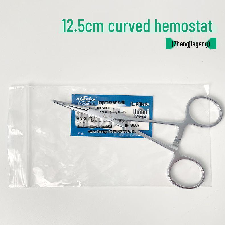 Large Stainless Steel Hemostatic Forceps: Pet Pliers, Needle Holder, Tweezers, Surgical Vessel Clamps - Straight & Curved Tips.