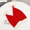 Santa Hat for Adults Kids Soft Knitted Christmas Hat Classic Red Parent-Child Skull Cap with Pompom for Xmas New Year Party Supplies