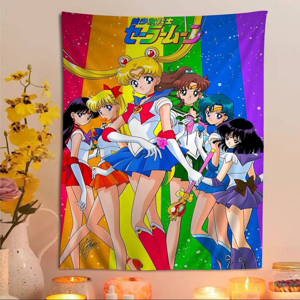 Cartoon SSailor Classic MMoons Printed Large Wall Tapestry Art Science Fiction Room Home Decor Decor Blanket