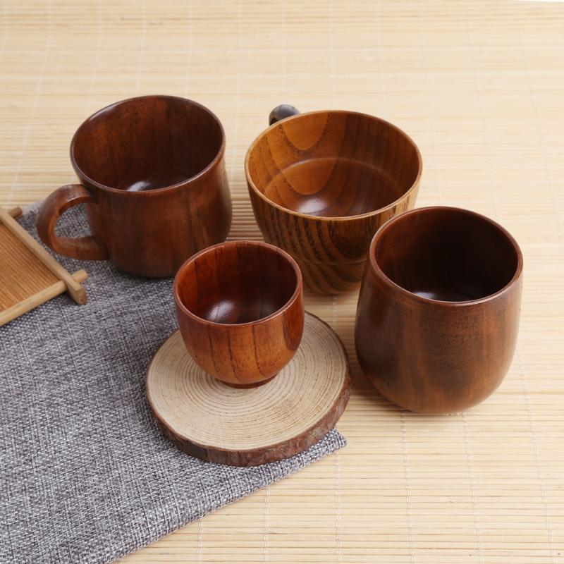 1x Wooden Cups Wood Coffee Tea Beer Juice Milk Water Mug Primitive Handmade Mugs