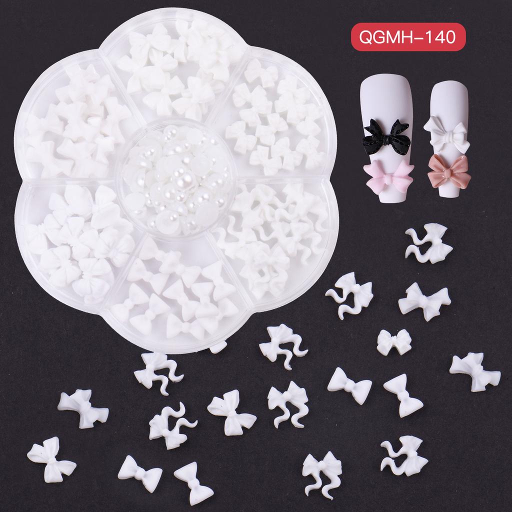 Christmas Velvet Red White Resin Bow New Year'S Nail Art Jewelry Mixed Set Accessories