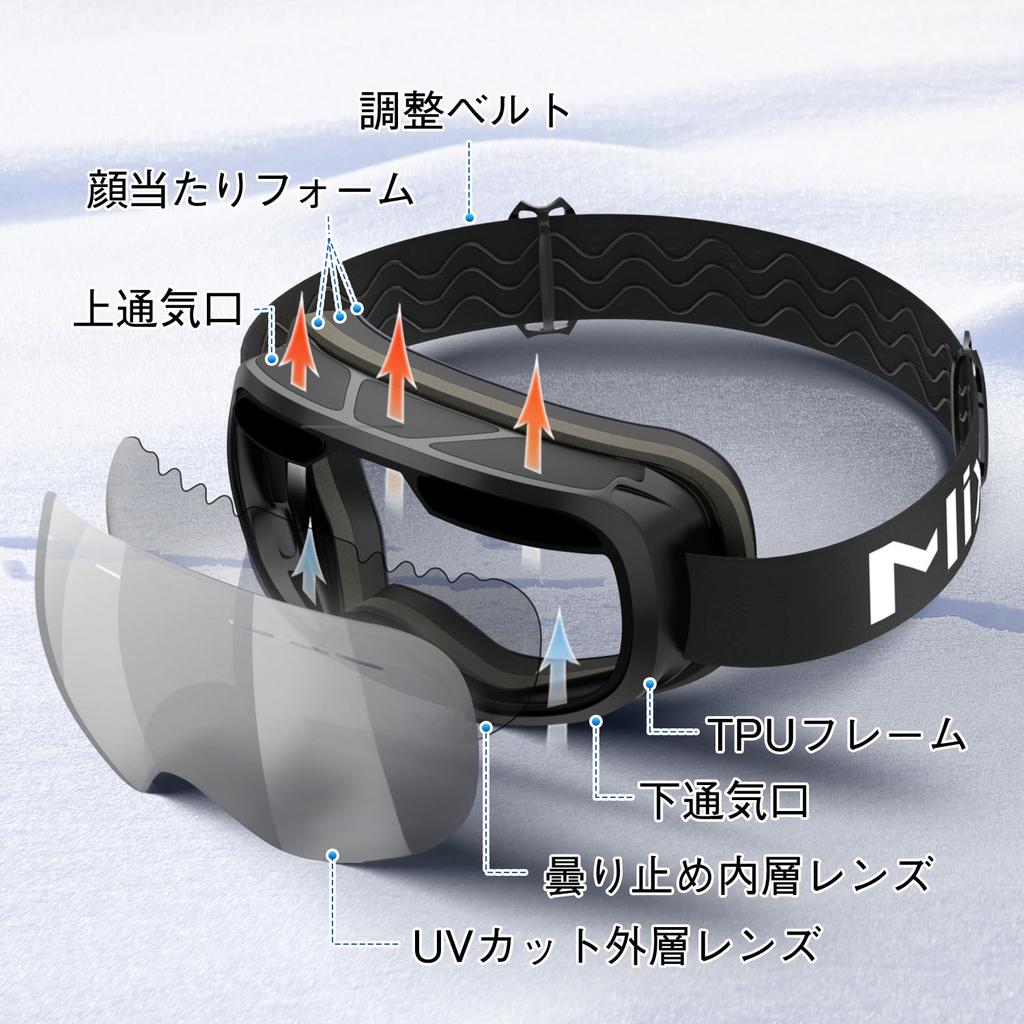 MIXIU Ski and Snow UV UV400 Spherical Compatible with Wide Field of Snowboard Suitable for Winter and with Storage Storage and Cleaning Cloth Goggles,