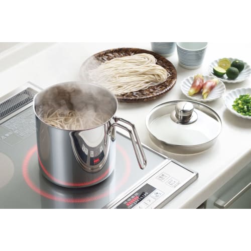 Yoshikawa SJ3355 Deep Saucepan, 16cm, 3.2L, 3200ml, Stainless Steel with Glass Lid, Induction and Direct Heat Compatible, Simple Design
