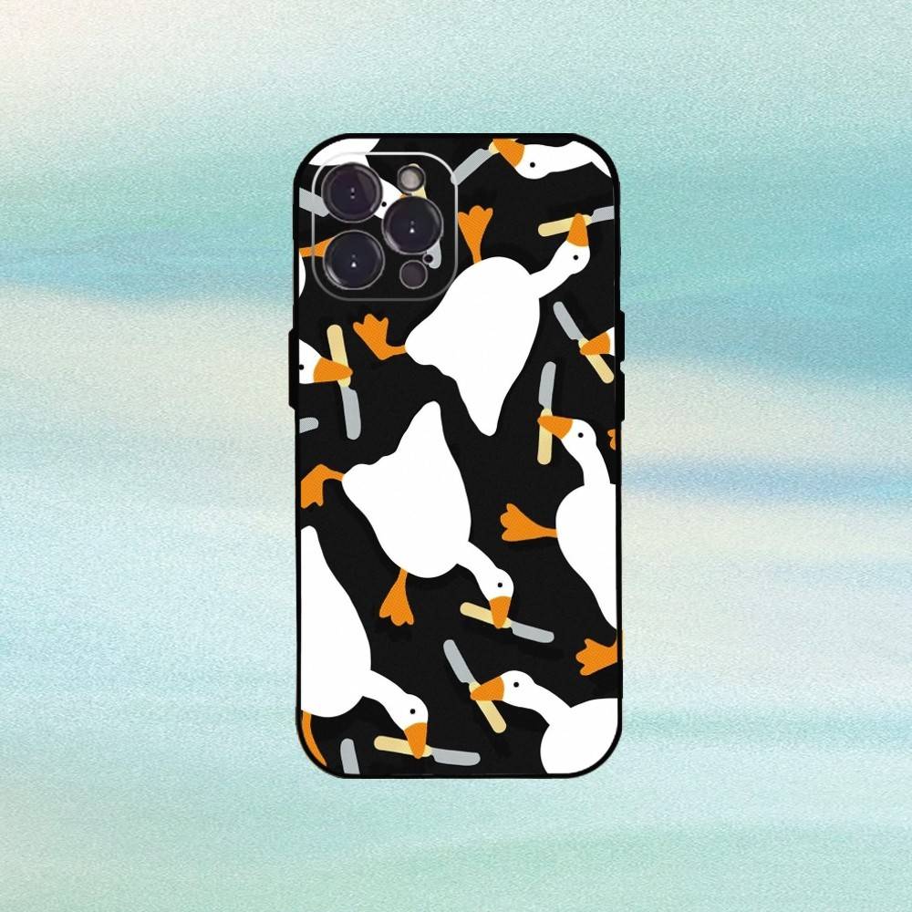 Cute Goose Cartoon Phone Case For iPhone17,16,15,14,13,12Plus,Pro Max,XS,5G Soft Silicone Black Cover