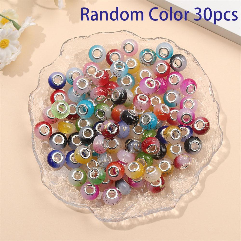 

30/50/100 шт. 14 мм европейские бусины с большим отверстием, многоцветное градиентное смешивание, различные подвески-бусины для светильников, ожерелья, браслеты и изготовление ювелирных изделий 30pcs разноцветный