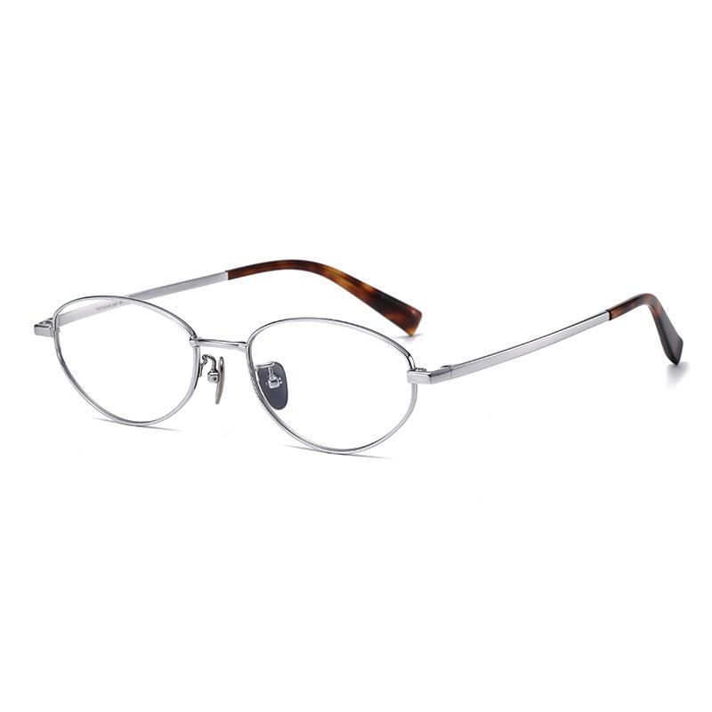 Ultra-Light Titanium Oval Frame Myopia Glasses, Women's Anti-Blue Light Gold Wire Nerd Style