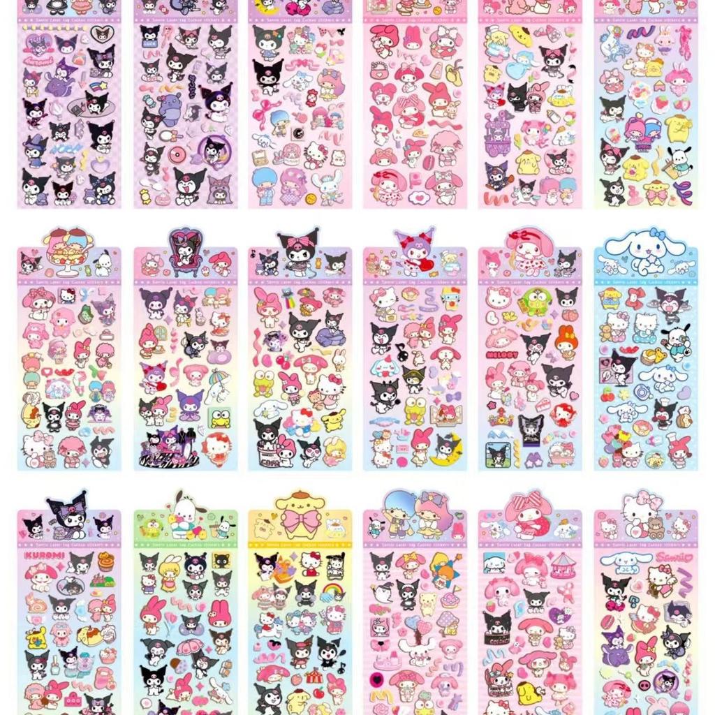 20 Pcs/Bag Cartoon Anime Stickers Sanrio Family Stitch Baby Three DIY Handmade Material Laser Flash Sticker Toy