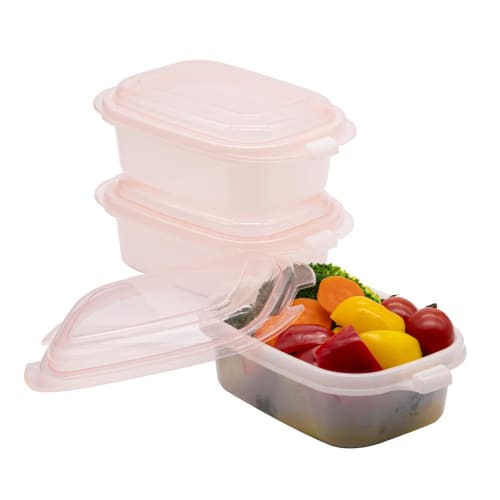 CB Japan M3P atomico Storage Containers, 470ml Capacity, Pink, Set of 3, Microwave and Dishwasher Safe, Ready to Serve
