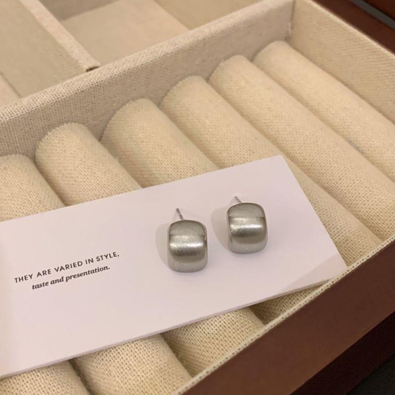 Brushed Matte Curved Ear Studs: Luxurious Light Earring for Women - Autumn/Winter Elegance, Perfect for Round Face