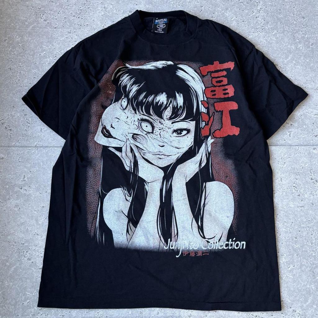 [USED] Junji Ito Tomie Subculture Horror T-Shirt, Size L, Black, Short Sleeve, Anime