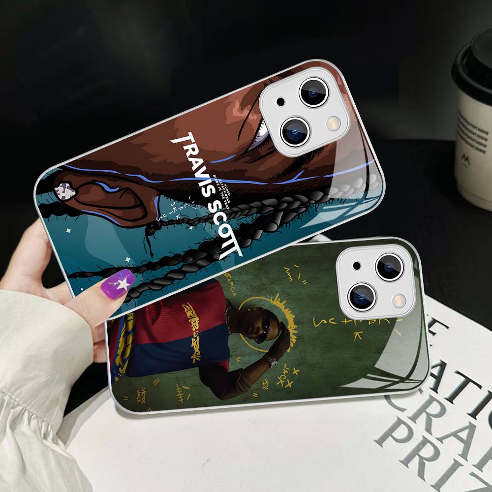 T-Travis S-ScottS Singer For IPhone 14 13 12 Mini 11 Pro XS Max X XR 14 Plus Tempered Glass Cover
